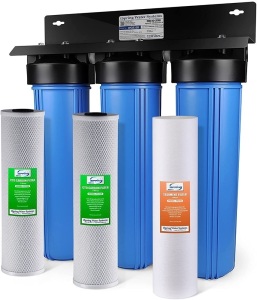 iSpring WGB32B 3-Stage Whole House Water Filtration System w/ 20-Inch Sediment and Carbon Block Filters 