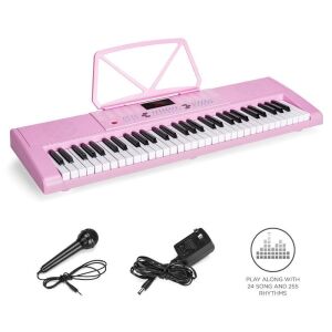 61-Key Portable Electronic Keyboard Piano w/LED Screen, Record & Playback Function, Microphone, Headphone Jack