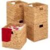 Set of 5 Collapsible Hyacinth Storage Baskets w/ Inserts - 10.5x10.5in