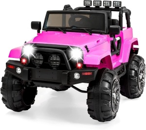 12V Ride On Toy Car w/ Spring Suspension, Remote Control, 3 Speeds, LED Lights, Bluetooth