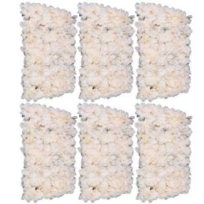 Light Champagne 23.6 in. x 15.7 in. Artificial Floral Wall Panel Silk Rose Backdrop Decor, 6-Pieces
