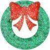 Pre-Lit Outdoor Christmas Wreath, LED Metal Holiday Decor w/ Bow - 48in