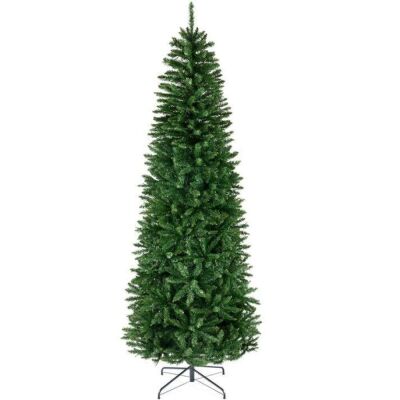 6' Unlit Spruce Pencil Christmas Tree w/ Folding Metal Base