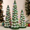 Set of 3 Pre-Lit Ceramic Tabletop Christmas Tree
