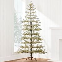 4.5' Pre-Lit Sparse Flocked Christmas Tree w/ 2-in-1 LEDs, Cordless Connection