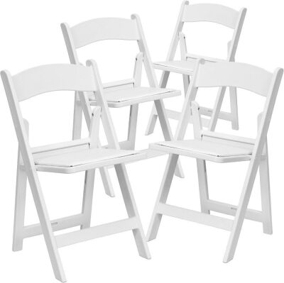 Flash Furniture White Standard Folding Chair with Upholstered Seat, 4 Pack 