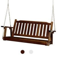 VINGLI 4FT Wooden Patio Porch Swing Upgraded 880lbs