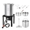 ROVSUN 30 QT Turkey Fryer & 10 QT Fish Fryer Kit with 55,000 BTU Propane Burner