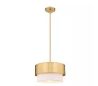 Counterpoint 1-Light Modern Gold Pendant Light with White Fabric Shade