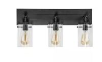 Hampton Bay&nbsp;Regan 21 in. 3-Light Espresso Bronze Bathroom Vanity Light with Clear Glass Shades