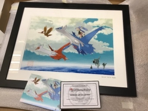 Pokemon Center Sugimori Art Collection Framed Latios & Latias Second Edition Print - NEW