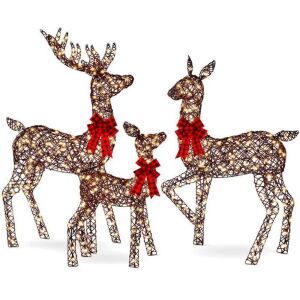 6.5ft 3-Piece Lighted Christmas Deer Set Outdoor Decor with LED Lights