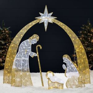 4.5' Lighted 2D Christmas Nativity Scene Outdoor Decor w/ Twinkling LED Lights