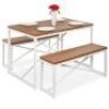 3-Piece Bench Style Dining Furniture Set w/ 2 Benches, Table - 45.5in