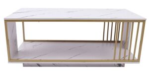 Modern White Faux Marble Coffee Table 