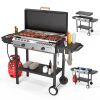 ROVSUN 2-in-1 150,000 BTU Gas Propane Stove & Griddle Combo with Side Shelves