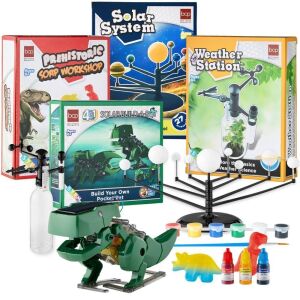  4-in-1 Science Project Kit, STEM & STEAM Robot, Solar System, Soap, Weather Lab Experiments