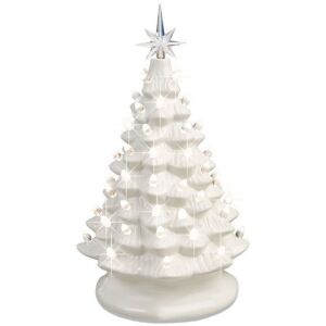 Pre-Lit Ceramic Tabletop Christmas Tree with Lights- 15in