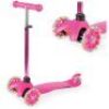 Kids Mini Kick Scooter Toy w/ Colorful Light-Up Wheels, Adjustable T-Bar