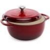 Cast-Iron Dutch Oven Kitchen Cookware w/ Enamel, Handles - 6qt