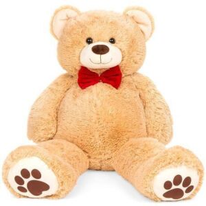 Giant Plush Teddy Bear Stuffed Animal w/ Bow Tie, Paw Prints - 35in