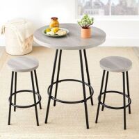 3-Piece Bistro Set Modern Round Counter Height Dining Set w/ 2 Stools