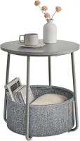VASAGLE Small Round Side End Table with Basket&nbsp;