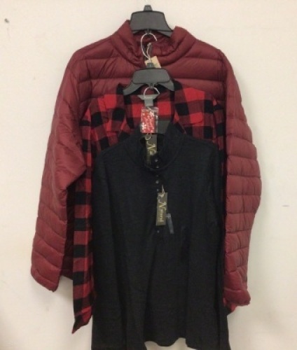 Lot of (3) Natural Relfections 10 Button Pullover, PJ Shirt and RedHead Parka Women's L, Appears New, Sold As-is