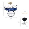 Kids Beginner 3-Piece Drum, Musical Instrument Set w/ Sticks, Stool, Pedal - 2