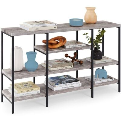 4-Tier Industrial Console Table w/ Tall Shelf Space - 55in