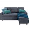 Upholstered Sectional Sofa Couch w/ Chaise Lounge, Reversible Ottoman Bench