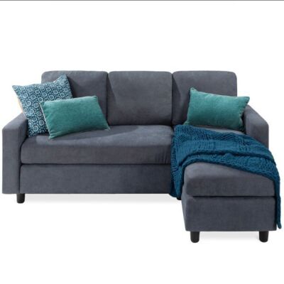 Upholstered Sectional Sofa Couch w/ Chaise Lounge, Reversible Ottoman Bench