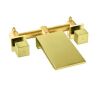 2-Handle Rectangular Waterfall Wall Mounted Bathroom Faucet in Brushed Gold