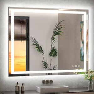 Rectangular Frameless LED Light Anti-Fog Wall Bathroom Vanity Mirror with Backlit and Front Light, 40 in. W x 32 in. H