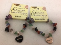 Lot of (2) Semi-Precious Gemstone Name Bracelets Riley and Shannon, Appears New, Sold As-is