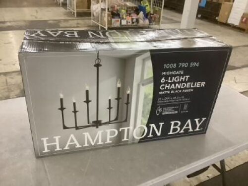 Hampton Bay&nbsp;Highgate 6-Light Matte Black Chandelier without Glass Shade
