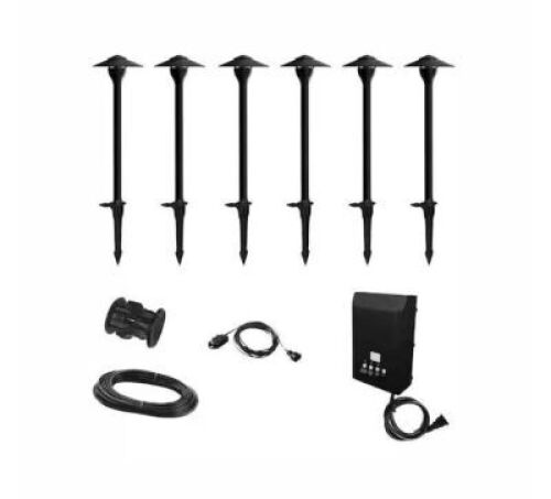Hampton Bay&nbsp;552 Lumen Low Voltage Integrated LED Black Outdoor Landscape Path Light Kit, 6-Pack