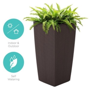 Indoor Outdoor Self-Watering Planter w/ Wheels, Water Gauge. Appears New