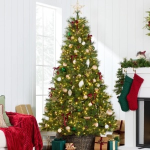 Pre-Lit Artificial Scotch Pine Christmas Tree w/ Metal Stand -4.5ft