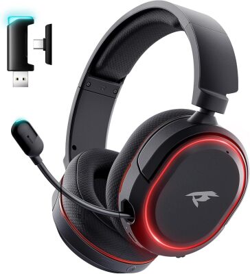 Wireless Gaming Headset, 7.1 Surround Sound, 2.4Ghz USB Gaming Headphones with Bluetooth 5.4
