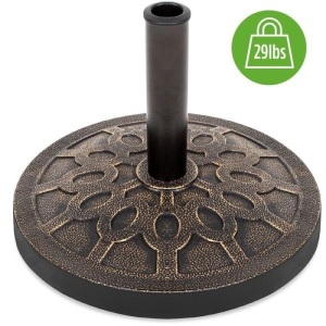 18in Round Patio Umbrella Base Stand w/ Rustic Finish. Appears New