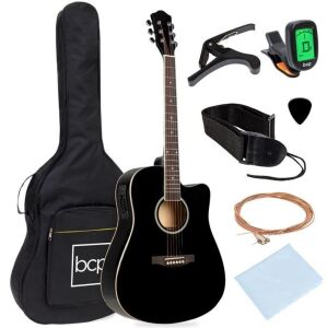 41in Beginner Acoustic Electric Cutaway Guitar Set w/ Case, Strap