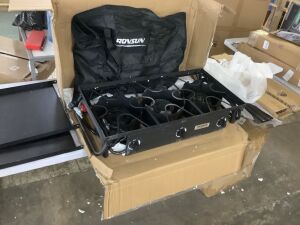 ROVSUN 3 Burner 225,000 BTU Outdoor Gas Propane Stove with Windpanel & Side Shelves - Dented Lid 