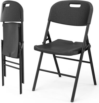 VINGLI Portable HDPE Folding Chairs with Steel Frame, 2 pc 