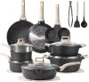 CAROTE 21pcs Pots and Pans Set Nonstick, Cookware Set Black Granite