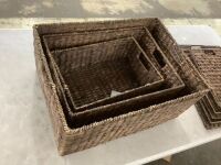 Set of 3 Large Hyacinth Storage Baskets w/ Handles, Lid