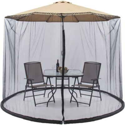 Adjustable Bug Net Accessory for Patio Umbrella w/ Zippered Door - 9ft