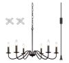 6-Light Black Dimmable Farmhouse Candle Plug-In Chandelier