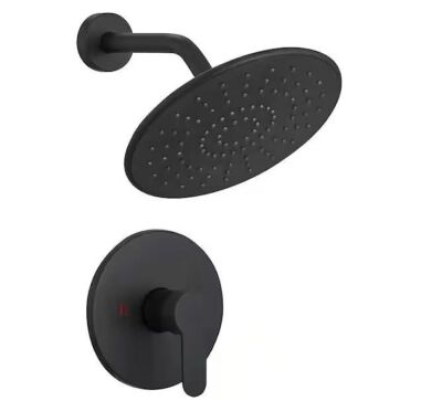  BWE Single Handle 1-Spray Square Shower Faucet Set 2.5 GPM with High Pressure Shower Head in. Matte Black