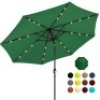 10ft Solar LED Lighted Patio Umbrella w/ Tilt Adjustment, Fade-Resistance